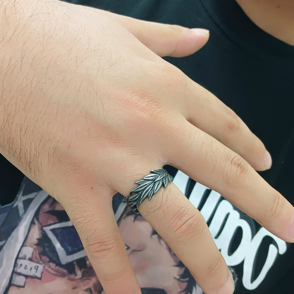 Wholesale Retro old plant wheat ear men's titanium steel ring